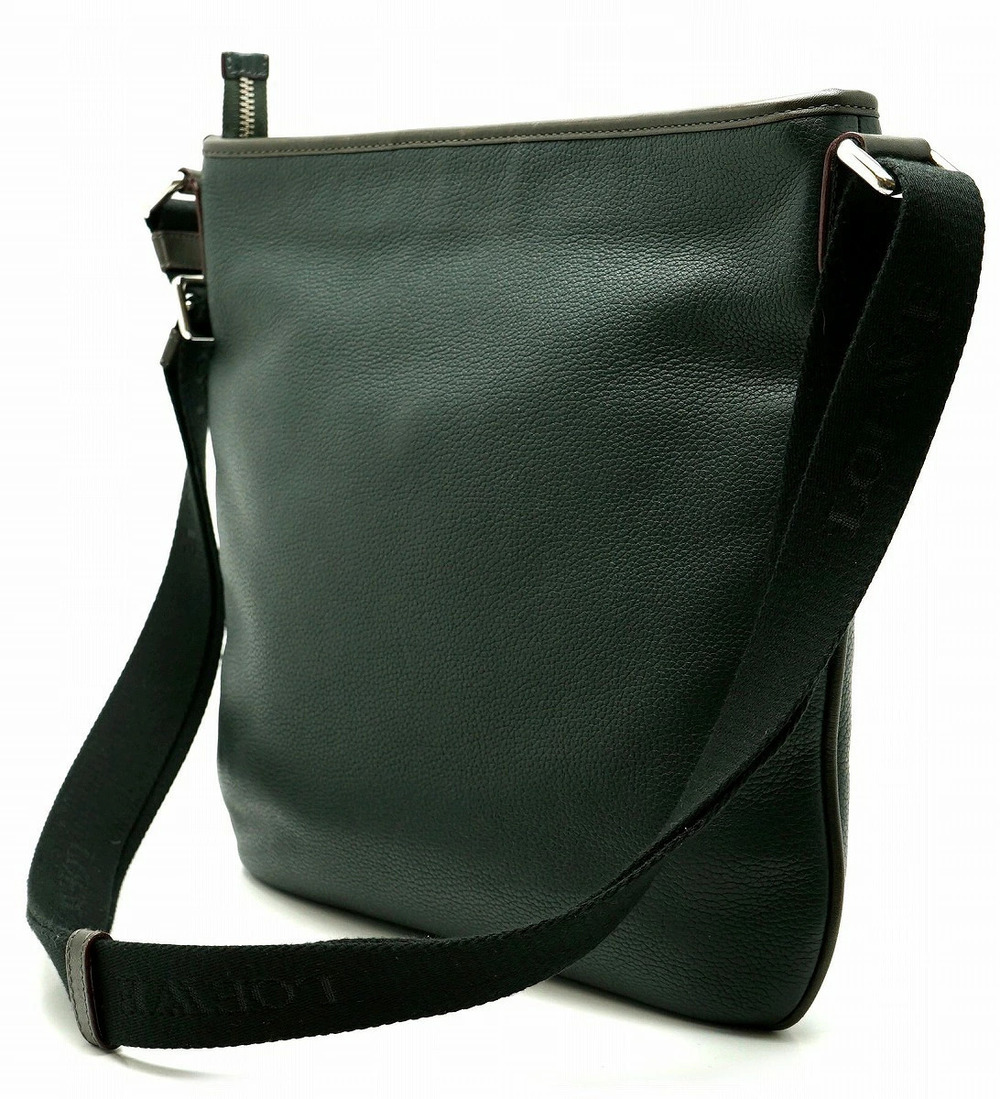 Loewe Moss Bag Brown Dark Anagram Green Gusset Crossbody Leather Brown Green